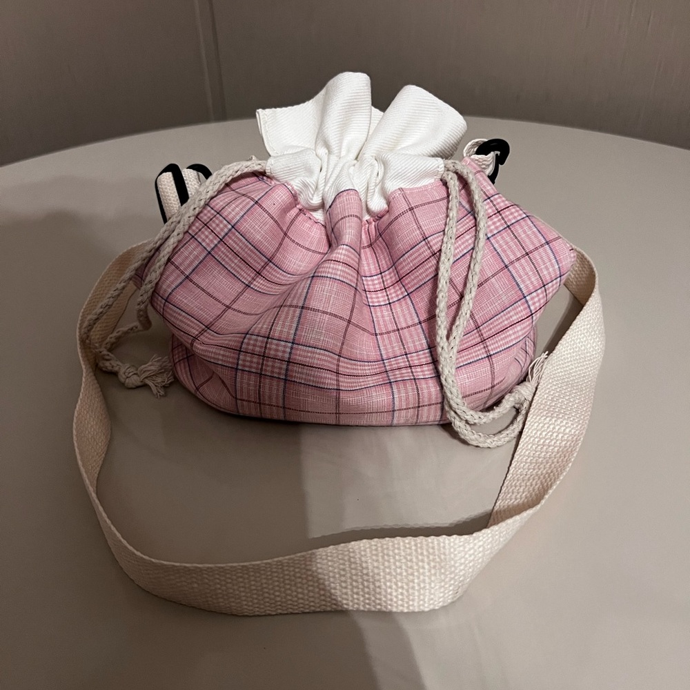 Pink Strawberry Drawstring Bag